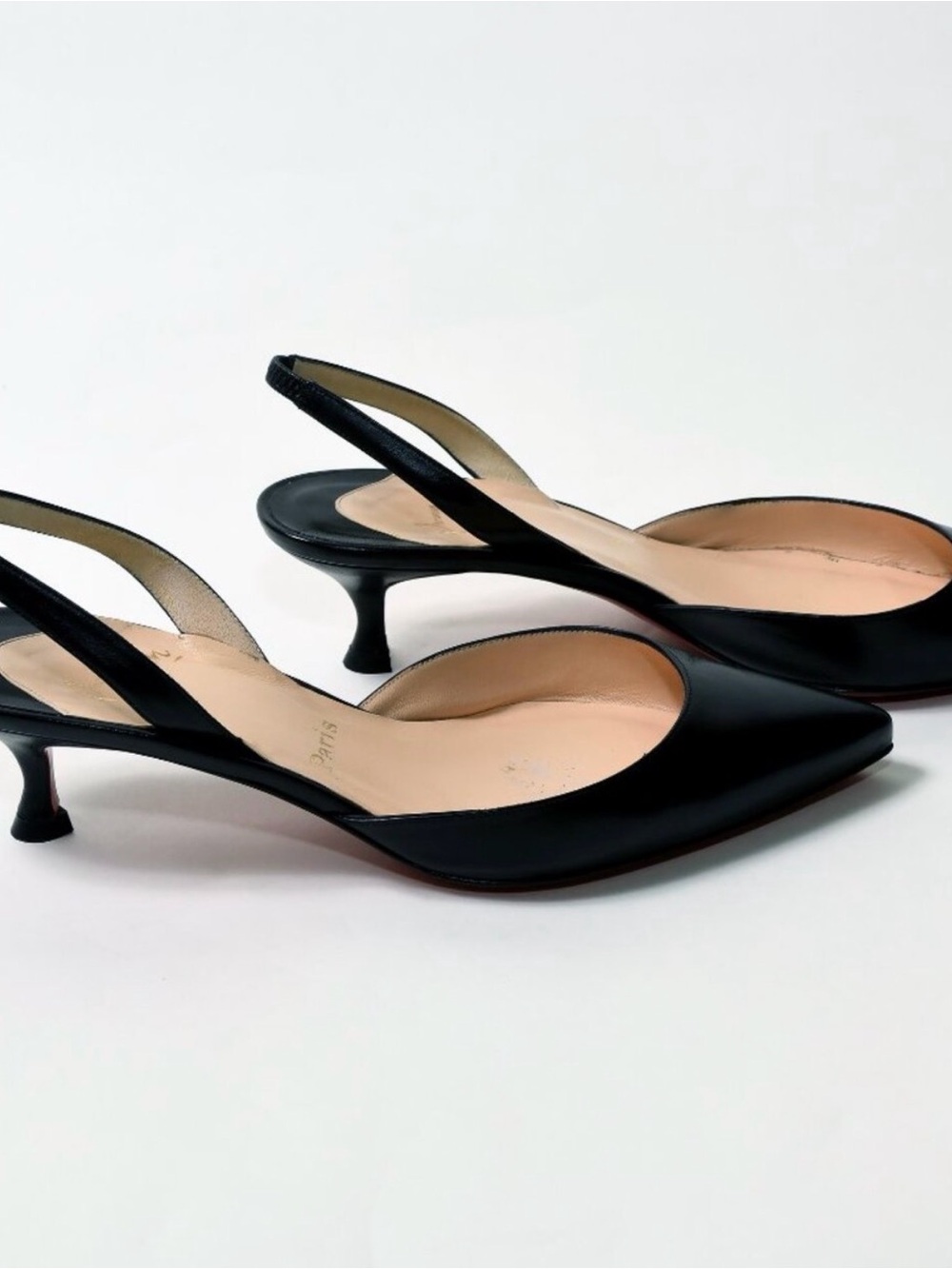 Christian Louboutin Black Pointed Slingback Pumps - Picture 6 of 8